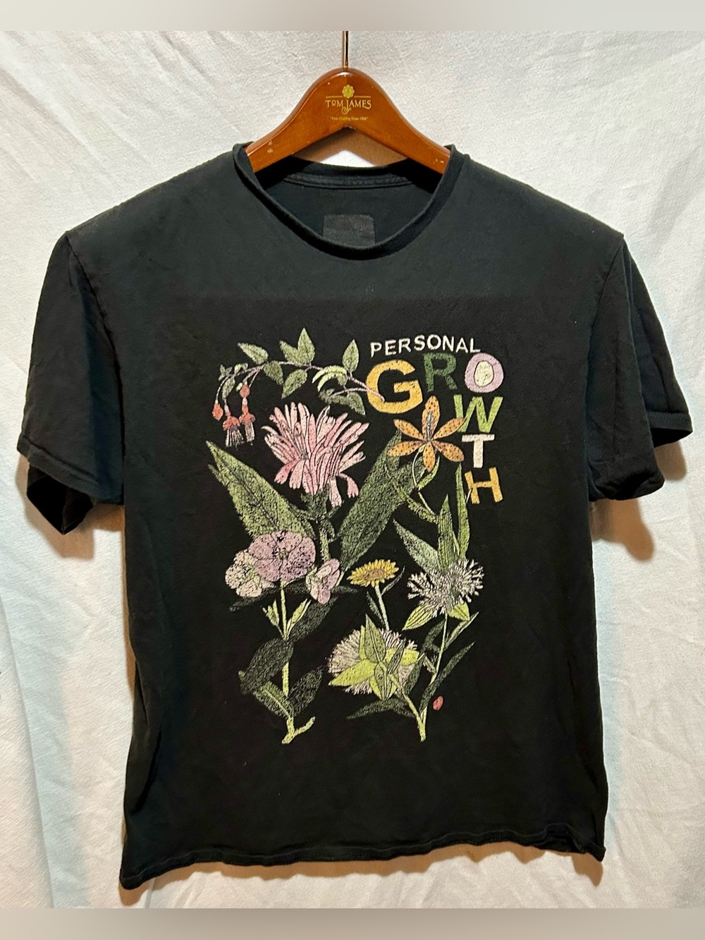 Wicked Tees Personal Growth Botanical Wildflower Graphic Tee Size XL Faded Wash
